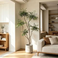 220CM Custom Design Curved Branch Potted Artificial Nandina Plant for Interior Decor,220CM Custom Design Curved Branch Potted Artificial Nandina Plant for Interior Decor