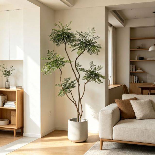 220CM Custom Design Curved Branch Potted Artificial Nandina Plant for Interior Decor,220CM Custom Design Curved Branch Potted Artificial Nandina Plant for Interior Decor