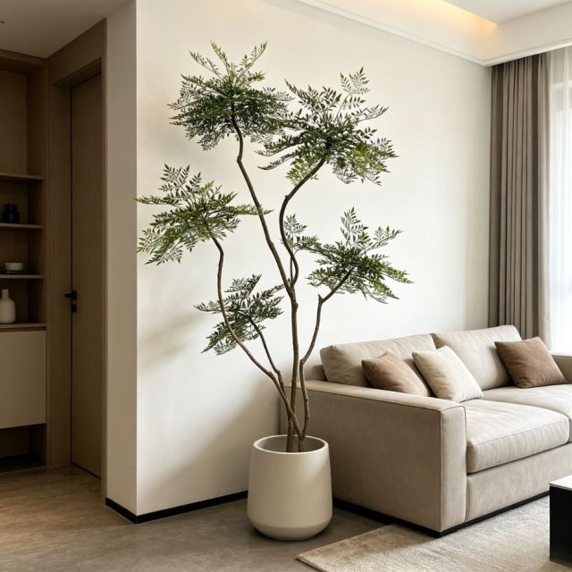 220CM Custom Design Curved Branch Potted Artificial Nandina Plant for Interior Decor,220CM Custom Design Curved Branch Potted Artificial Nandina Plant for Interior Decor