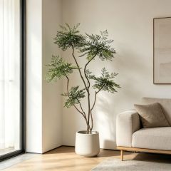 220CM Custom Design Curved Branch Potted Artificial Nandina Plant for Interior Decor,220CM Custom Design Curved Branch Potted Artificial Nandina Plant for Interior Decor