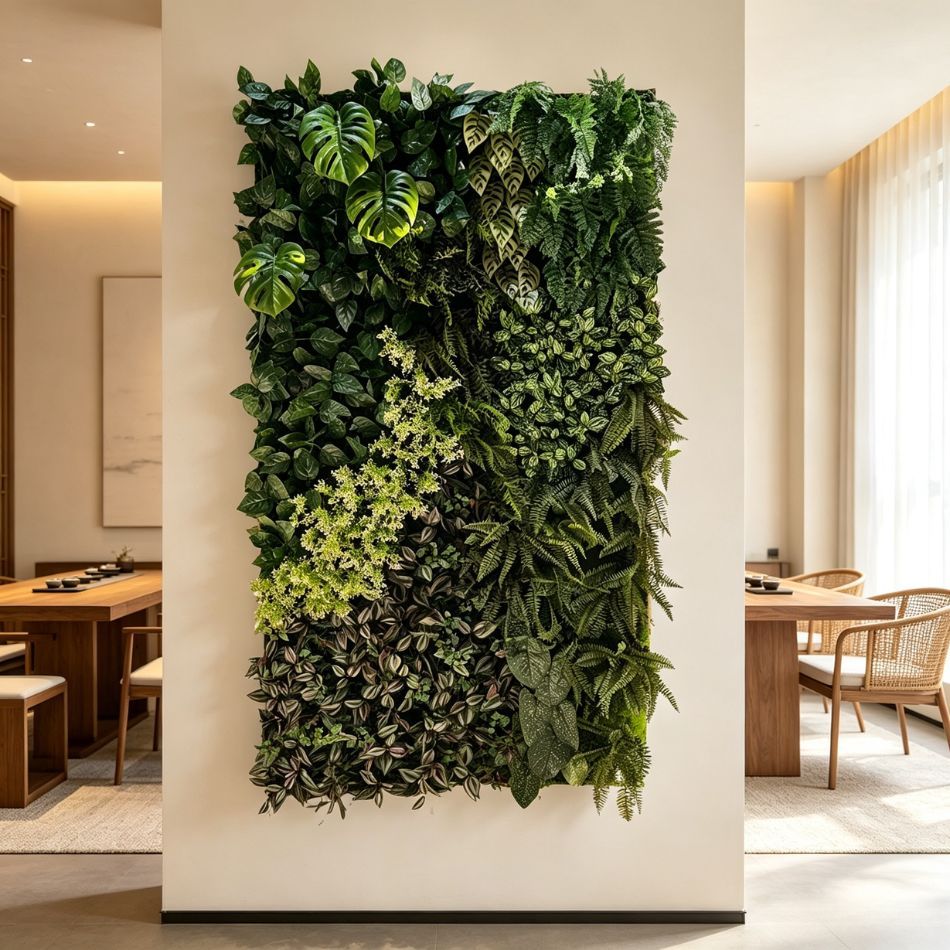 Large Framed Tropical Artificial Green Wall Panel for Interior Decor,Large Framed Tropical Artificial Green Wall Panel for Interior Decor