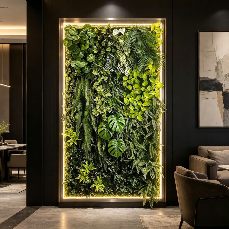 Framed Tropical Artificial Vertical Green Wall for Indoor Decor,Framed Tropical Artificial Vertical Green Wall for Indoor Decor