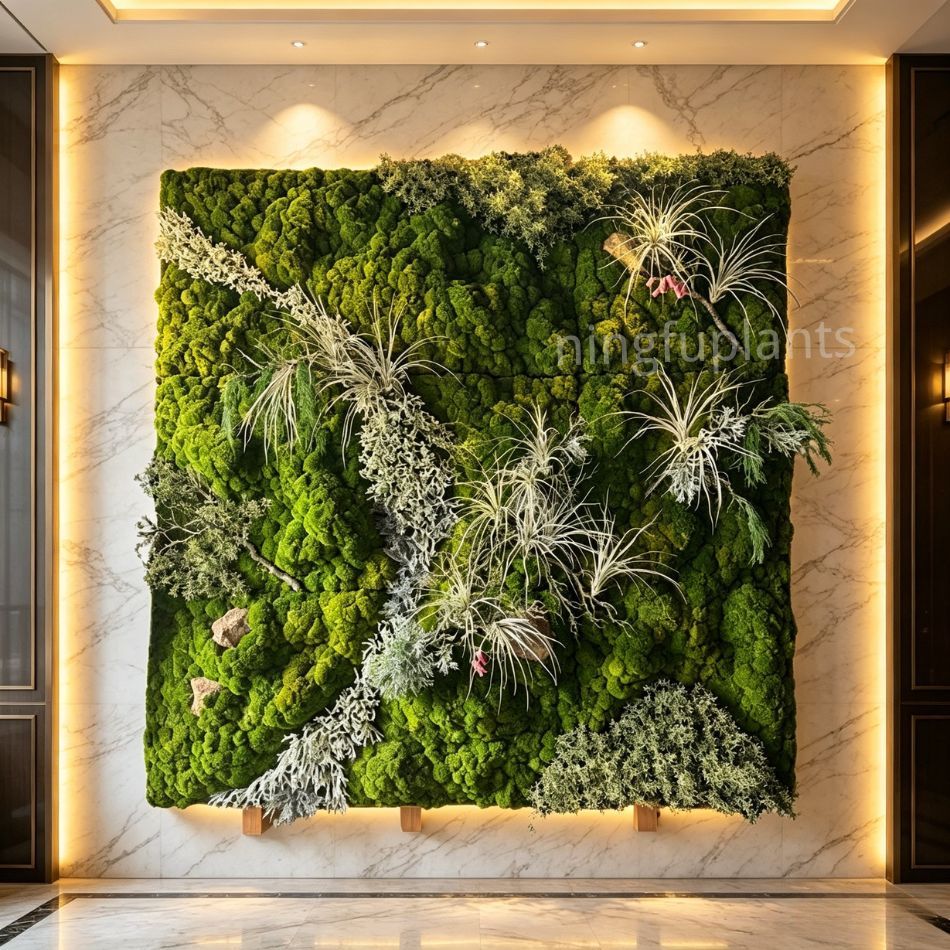 Mixed Preserved Moss Wall Art with Air Plants for Indoor Wall Decor,Mixed Preserved Moss Wall Art with Air Plants for Indoor Wall Decor