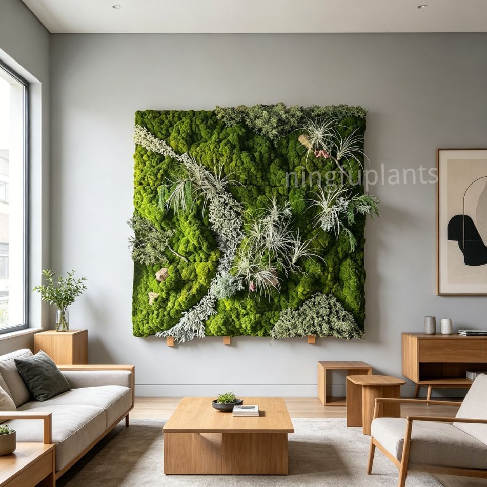 Mixed Preserved Moss Wall Art with Air Plants for Indoor Wall Decor,Mixed Preserved Moss Wall Art with Air Plants for Indoor Wall Decor