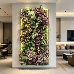 Framed Colorful Variegated Artificial Vertical Green Wall Interior Design,Framed Colorful Variegated Artificial Vertical Green Wall Interior Design