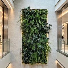 Permium Quality Backlit Artificial Tropical Fern Vertical Green Wall for Interior Design,Permium Quality Backlit Artificial Tropical Fern Vertical Green Wall for Interior Design