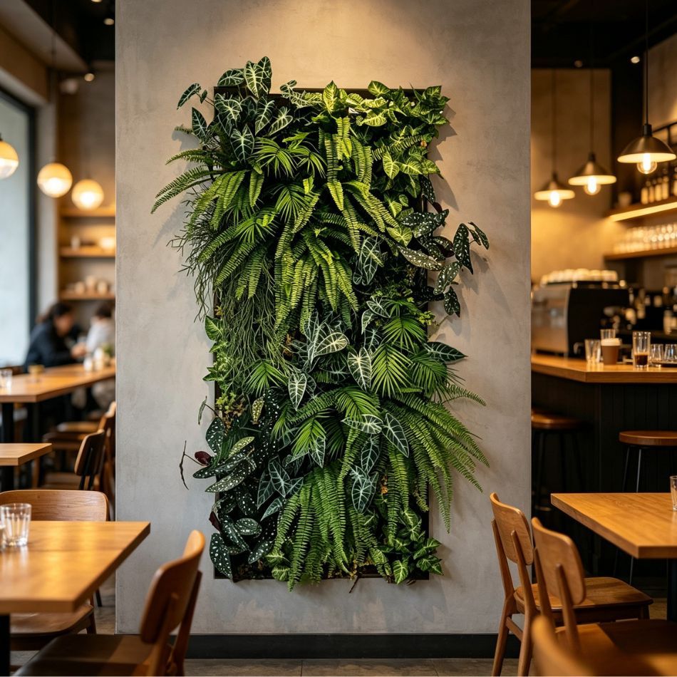 Permium Quality Backlit Artificial Tropical Fern Vertical Green Wall for Interior Design,Permium Quality Backlit Artificial Tropical Fern Vertical Green Wall for Interior Design