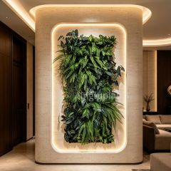 Permium Quality Backlit Artificial Tropical Fern Vertical Green Wall for Interior Design,Permium Quality Backlit Artificial Tropical Fern Vertical Green Wall for Interior Design