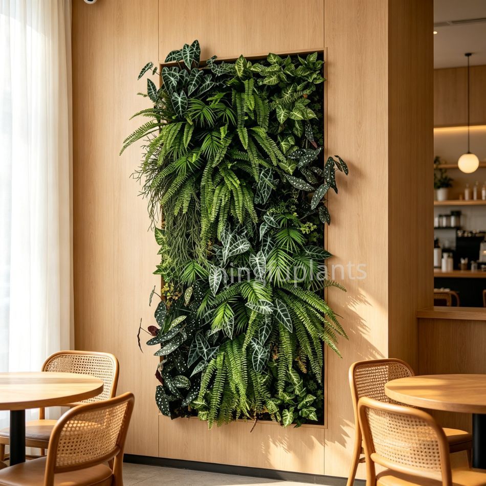 Permium Quality Backlit Artificial Tropical Fern Vertical Green Wall for Interior Design,Permium Quality Backlit Artificial Tropical Fern Vertical Green Wall for Interior Design