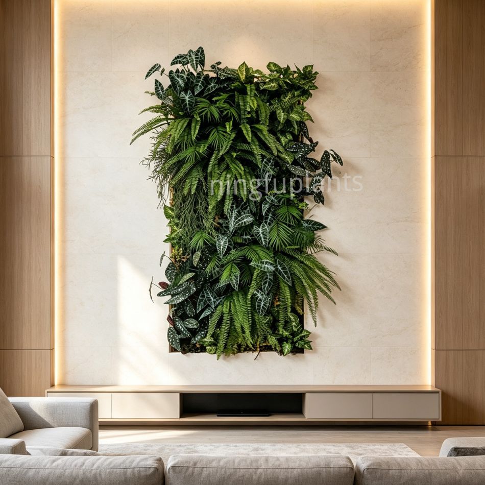Permium Quality Backlit Artificial Tropical Fern Vertical Green Wall for Interior Design,Permium Quality Backlit Artificial Tropical Fern Vertical Green Wall for Interior Design
