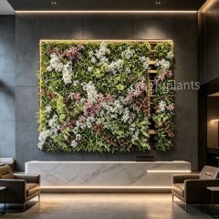 High Similarity Recessed Mixed White Floral Artificial Vertical Green Wall for Home Decor,High Similarity Recessed Mixed White Floral Artificial Vertical Green Wall for Home Decor