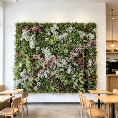 High Similarity Recessed Mixed White Floral Artificial Vertical Green Wall for Home Decor,High Similarity Recessed Mixed White Floral Artificial Vertical Green Wall for Home Decor