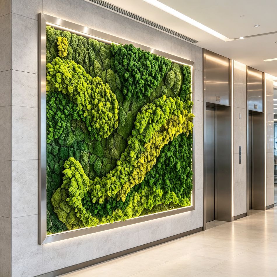 High Quality Large Recessed Gradient Preserved Reindeer Moss Wall Art for Indoor Decor,High Quality Large Recessed Gradient Preserved Reindeer Moss Wall Art for Indoor Decor