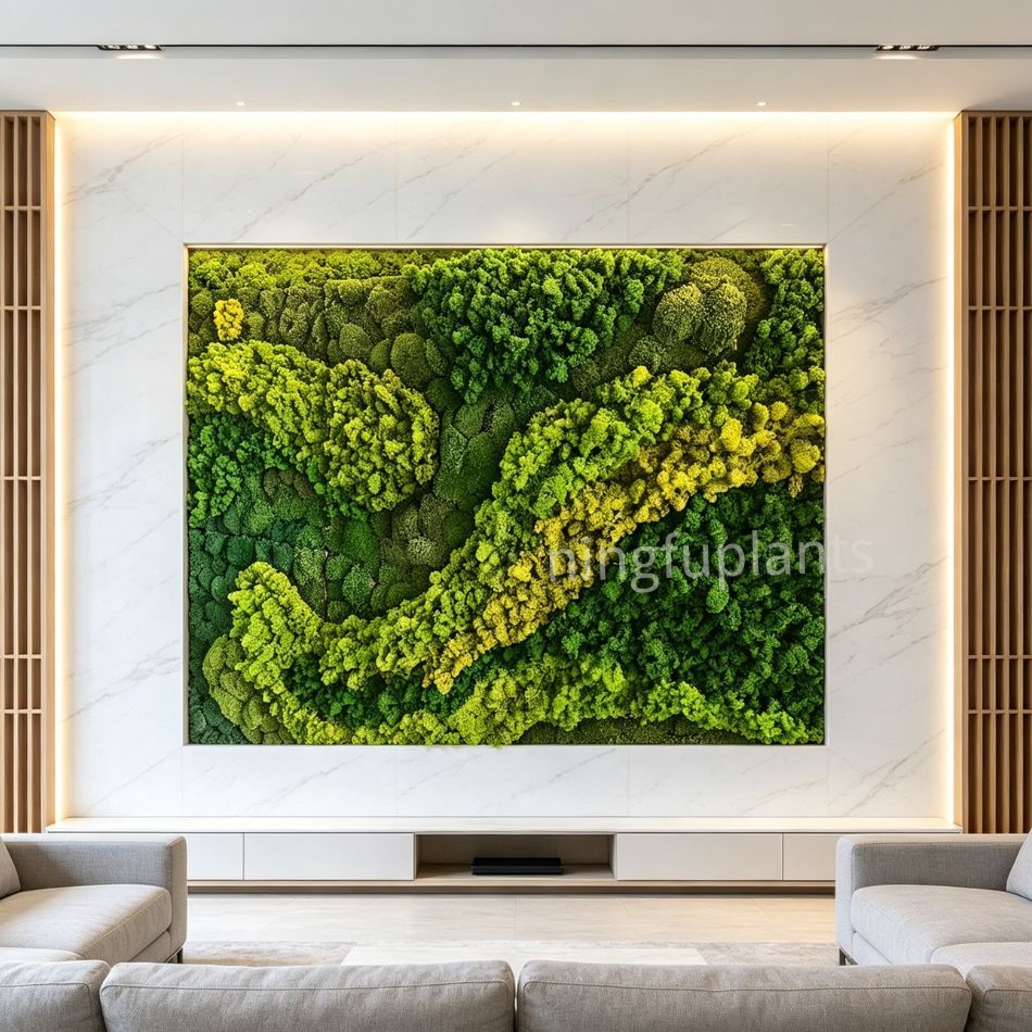 High Quality Large Recessed Gradient Preserved Reindeer Moss Wall Art for Indoor Decor,High Quality Large Recessed Gradient Preserved Reindeer Moss Wall Art for Indoor Decor