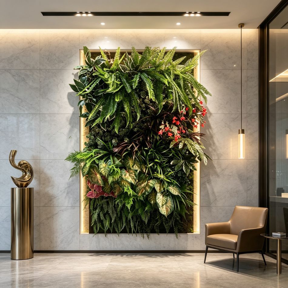 High Similarity Square Artificial Tropical Green Wall with Red Floral Accents for Indoor Decor,High Similarity Square Artificial Tropical Green Wall with Red Floral Accents for Indoor Decor