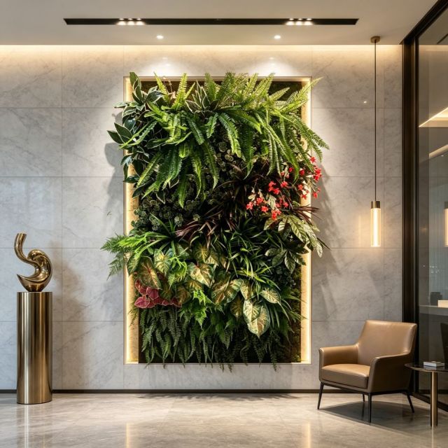 High Similarity Square Artificial Tropical Green Wall with Red Floral Accents for Indoor Decor,High Similarity Square Artificial Tropical Green Wall with Red Floral Accents for Indoor Decor