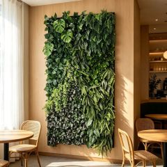 Permium Quality Tall Vertical Backlit Artificial Monstera & Fern Green Wall for Home Decor,Permium Quality Tall Vertical Backlit Artificial Monstera & Fern Green Wall for Home Decor