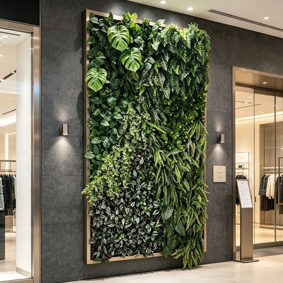 Permium Quality Tall Vertical Backlit Artificial Monstera & Fern Green Wall for Home Decor,Permium Quality Tall Vertical Backlit Artificial Monstera & Fern Green Wall for Home Decor