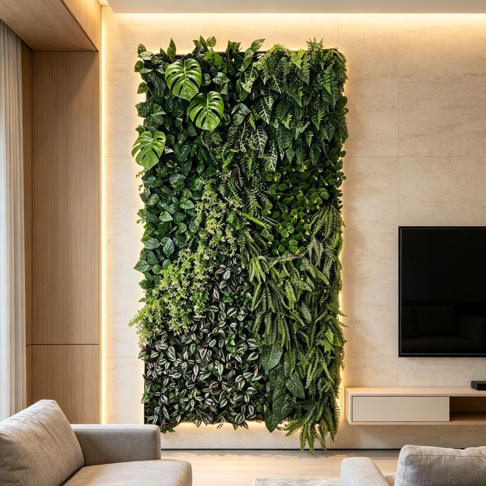 Permium Quality Tall Vertical Backlit Artificial Monstera & Fern Green Wall for Home Decor,Permium Quality Tall Vertical Backlit Artificial Monstera & Fern Green Wall for Home Decor