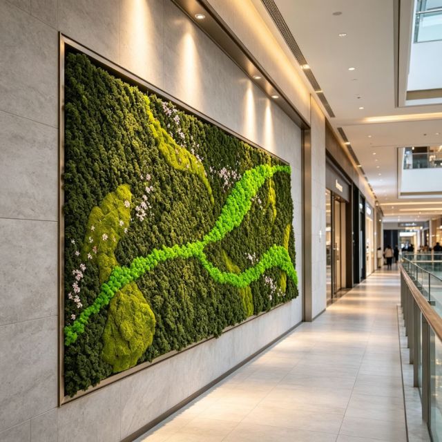 High Similarity  Large Commercial Preserved Moss Wall with Floral Decor for Interior Design,High Similarity  Large Commercial Preserved Moss Wall with Floral Decor for Interior Design