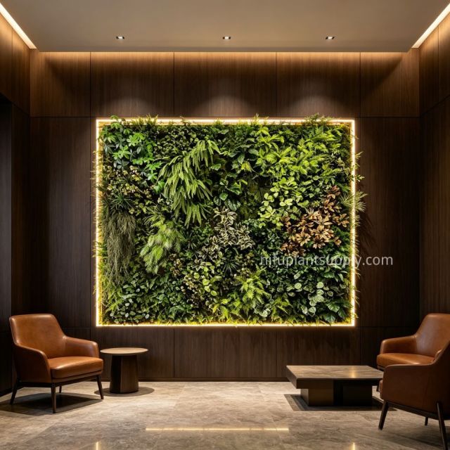 Premium Artificial Mixed Foliage Green Wall for High-End Interior Design,Premium Artificial Mixed Foliage Green Wall for High-End Interior Design