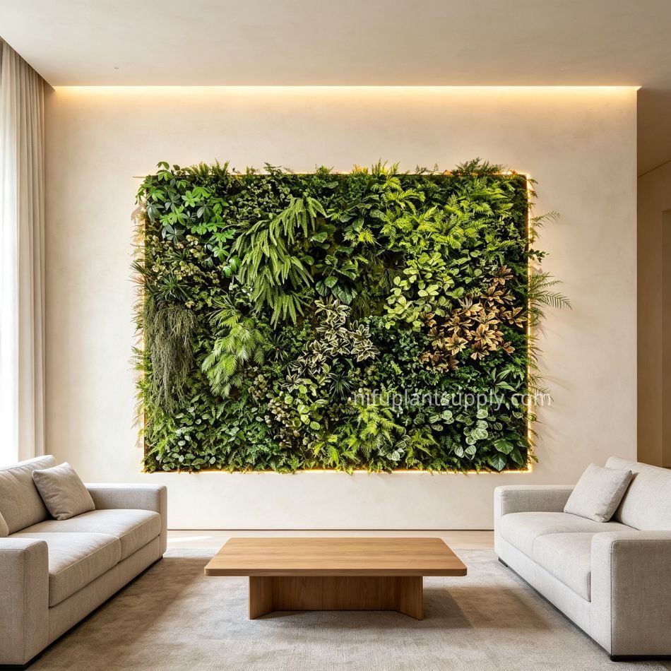 Premium Artificial Mixed Foliage Green Wall for High-End Interior Design,Premium Artificial Mixed Foliage Green Wall for High-End Interior Design