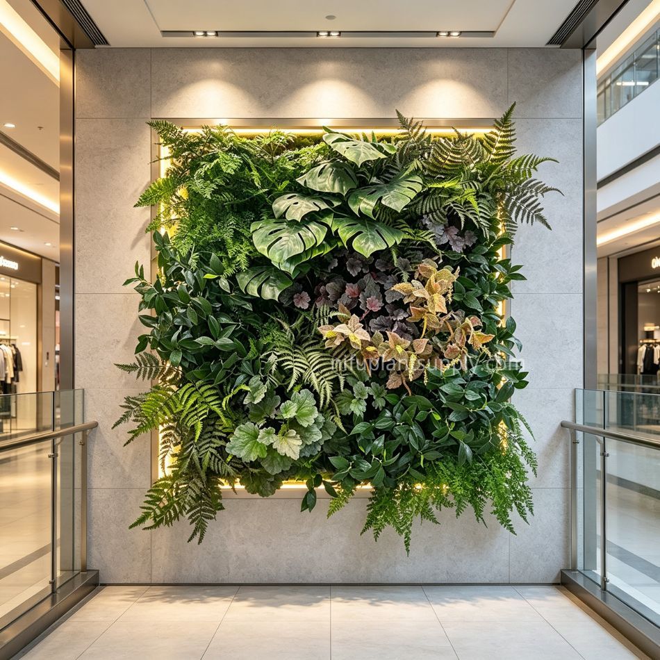 Premium Artificial Tropical Green Wall with Color Foliage for Interior Design,Premium Artificial Tropical Green Wall with Color Foliage for Interior Design