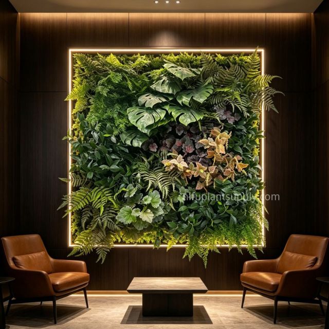 Premium Artificial Tropical Green Wall with Color Foliage for Interior Design,Premium Artificial Tropical Green Wall with Color Foliage for Interior Design
