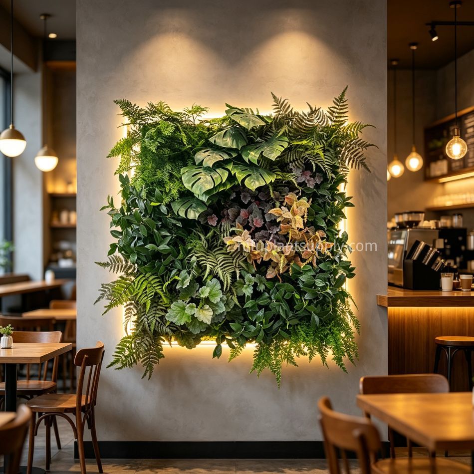Premium Artificial Tropical Green Wall with Color Foliage for Interior Design,Premium Artificial Tropical Green Wall with Color Foliage for Interior Design