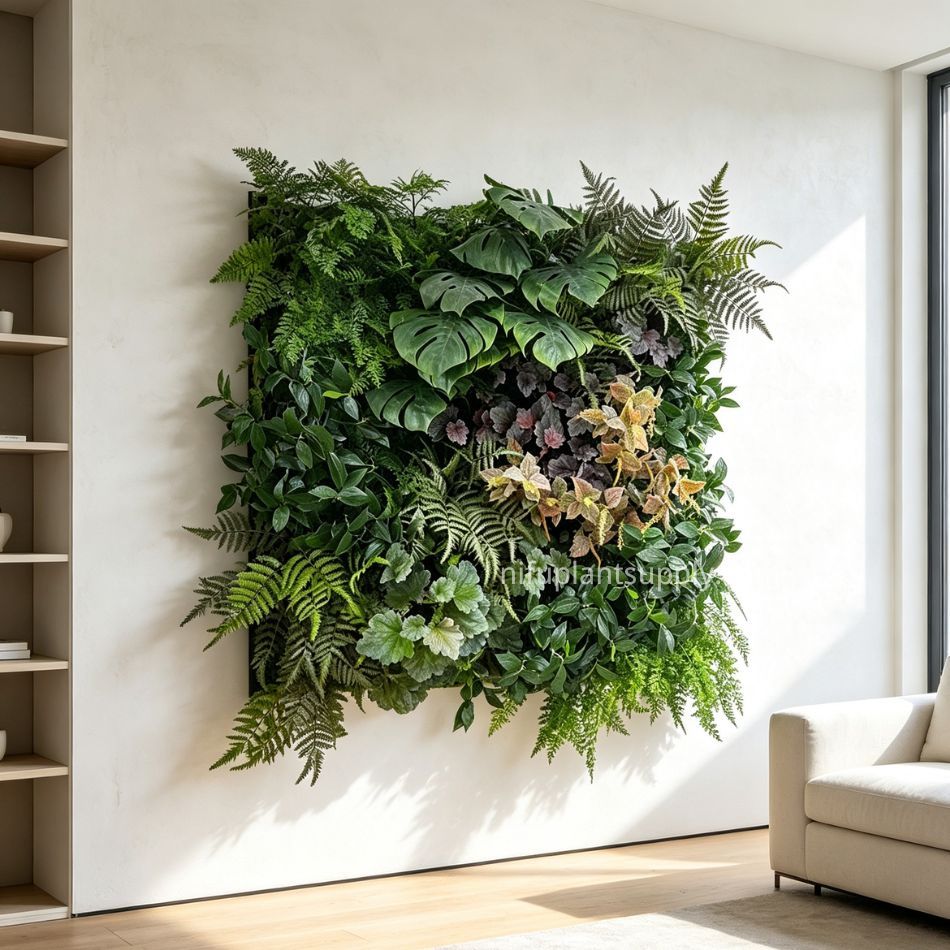 Premium Artificial Tropical Green Wall with Color Foliage for Interior Design,Premium Artificial Tropical Green Wall with Color Foliage for Interior Design