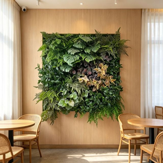Premium Artificial Tropical Green Wall with Color Foliage for Interior Design,Premium Artificial Tropical Green Wall with Color Foliage for Interior Design
