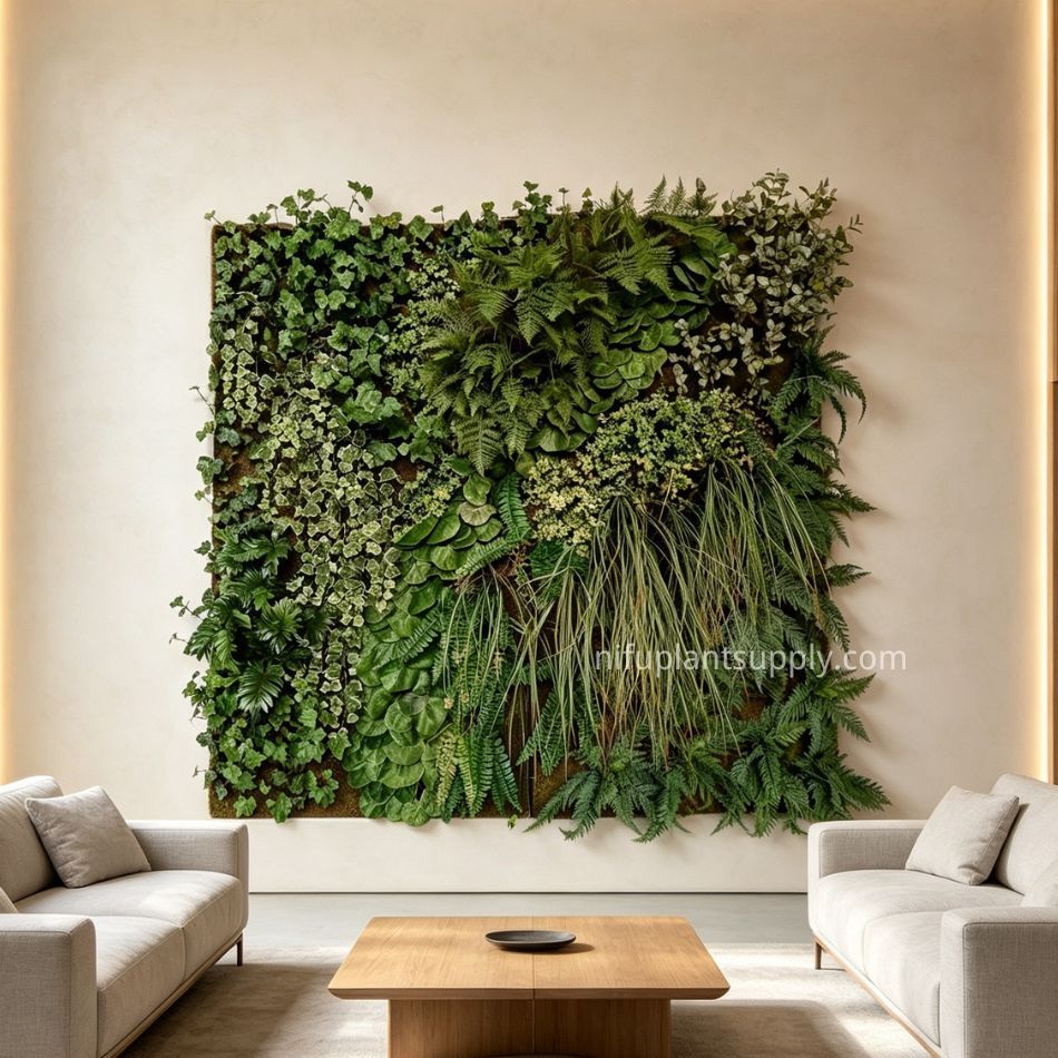 Premium High Similarity Artificial Fern & Variegated Ivy Green Wall Panel,Premium High Similarity Artificial Fern & Variegated Ivy Green Wall Panel