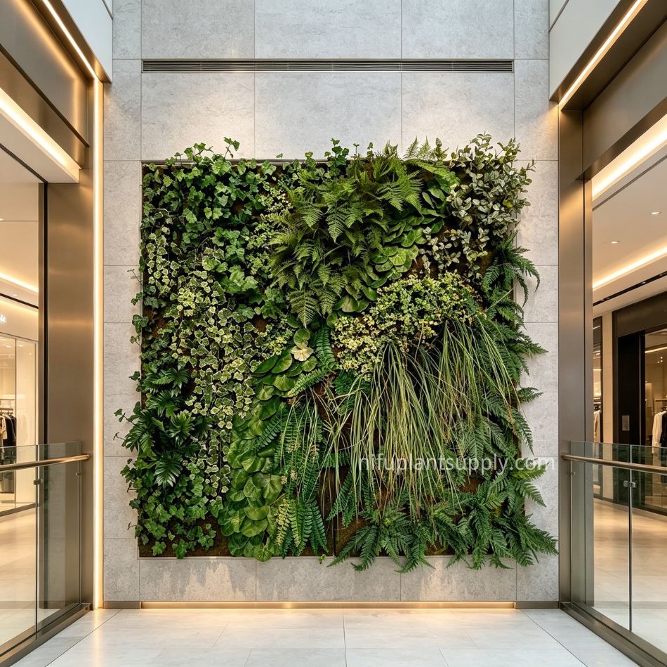 Premium High Similarity Artificial Fern & Variegated Ivy Green Wall Panel,Premium High Similarity Artificial Fern & Variegated Ivy Green Wall Panel