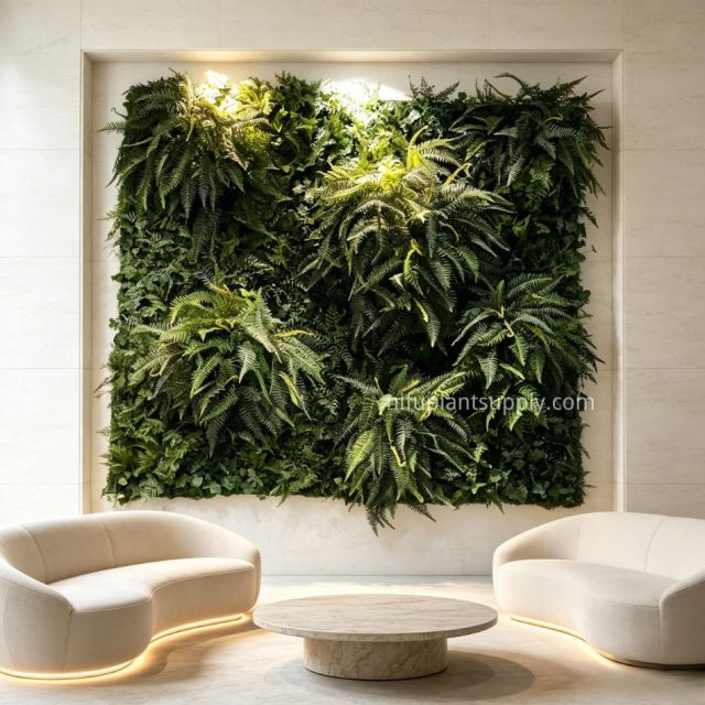 Premium All-Fern Artificial Green Wall Panel for Minimalist Commercial Interior,Premium All-Fern Artificial Green Wall Panel for Minimalist Commercial Interior