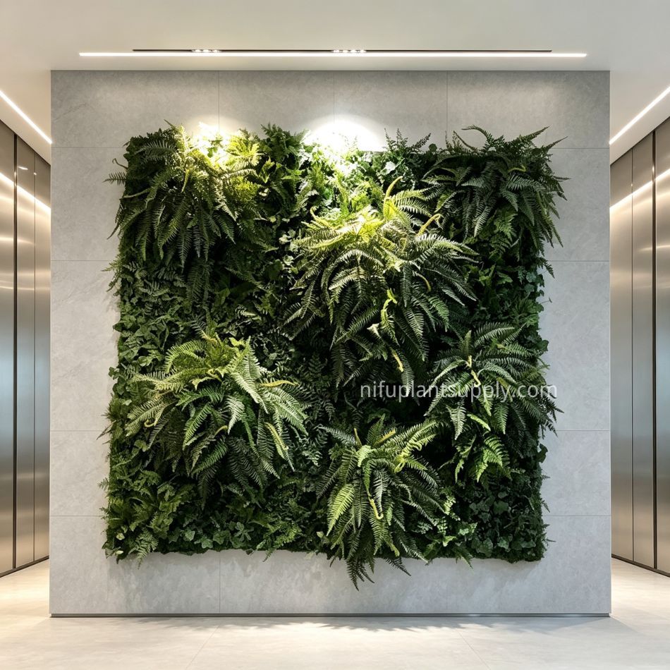 Premium All-Fern Artificial Green Wall Panel for Minimalist Commercial Interior,Premium All-Fern Artificial Green Wall Panel for Minimalist Commercial Interior