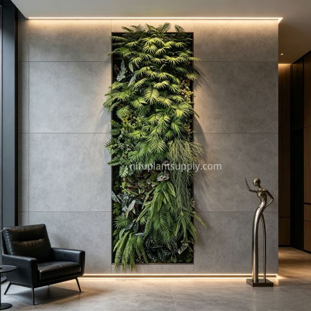 Slim Vertical Artificial Palm & Fern Green Wall Panel for Narrow Wall Decor,Slim Vertical Artificial Palm & Fern Green Wall Panel for Narrow Wall Decor