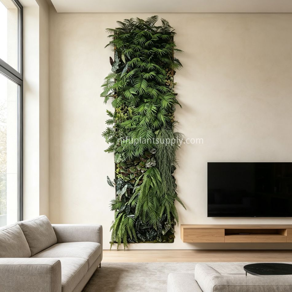 Slim Vertical Artificial Palm & Fern Green Wall Panel for Narrow Wall Decor,Slim Vertical Artificial Palm & Fern Green Wall Panel for Narrow Wall Decor