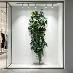 Slim Vertical Artificial Alocasia & Fern Hanging Green Wall Panel,Slim Vertical Artificial Alocasia & Fern Hanging Green Wall Panel