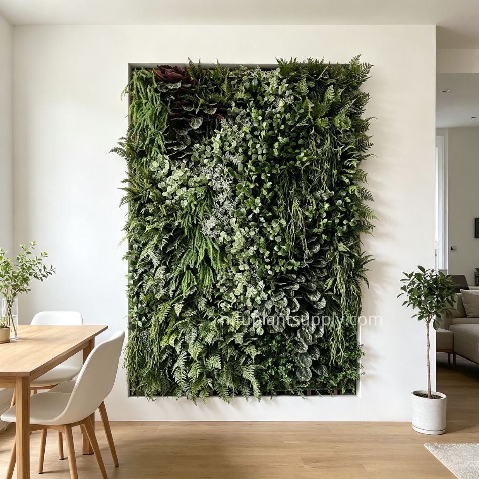 Premium High Similarity Mixed Foliage Artificial Green Wall for Cafe Interior Design,Premium High Similarity Mixed Foliage Artificial Green Wall for Cafe Interior Design