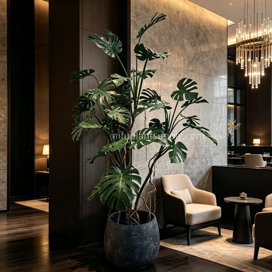 215CM High Similirity Artificial Monstera Plant With Pot for Indoor Decor,215CM High Similirity Artificial Monstera Plant With Pot for Indoor Decor