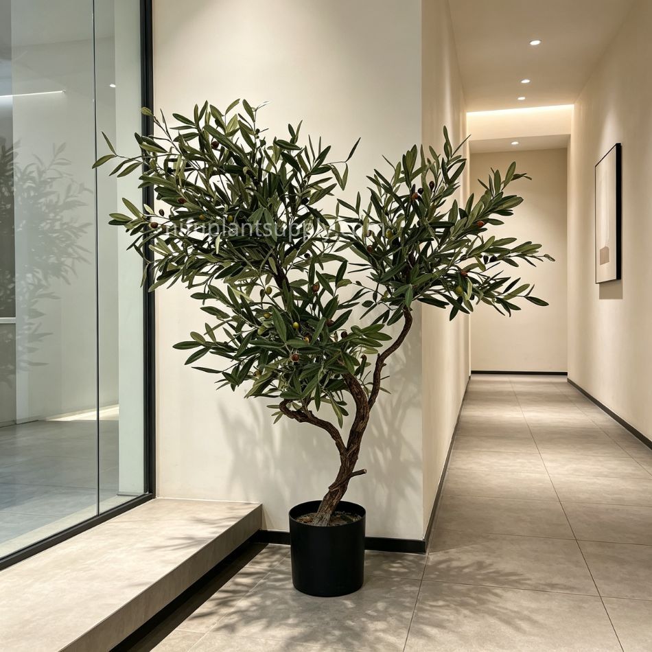 100CM Natural Potted Artificial Olive Tree Realistic Foliage for Home Decor,100CM Natural Potted Artificial Olive Tree Realistic Foliage for Home Decor