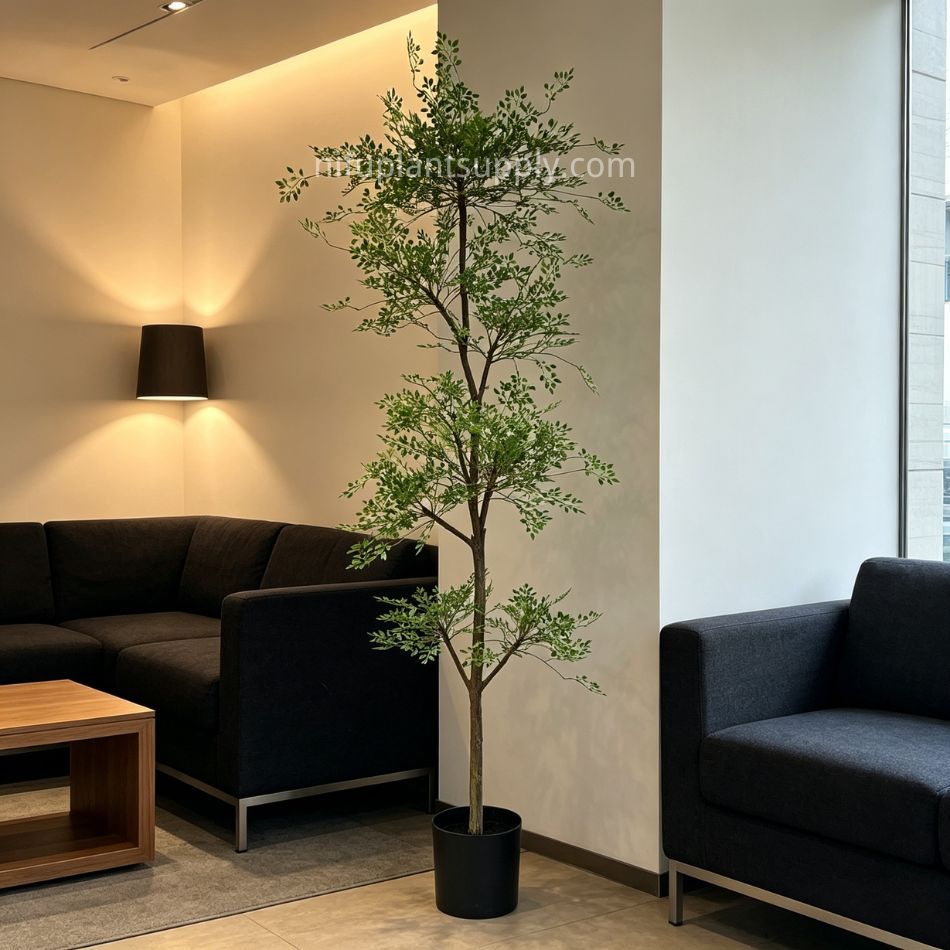 180CM Highly Realistic Artificial Nandina Potted Tree for Interior Design,180CM Highly Realistic Artificial Nandina Potted Tree for Interior Design