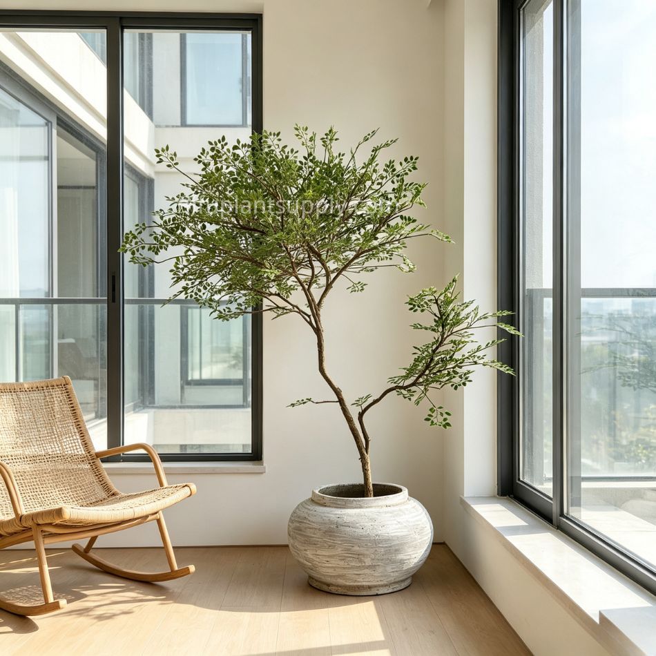 133CM Lifelike Artificial Nandina Potted Tree for Home Decor,133CM Lifelike Artificial Nandina Potted Tree for Home Decor
