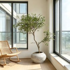 133CM Lifelike Artificial Nandina Potted Tree for Home Decor,133CM Lifelike Artificial Nandina Potted Tree for Home Decor