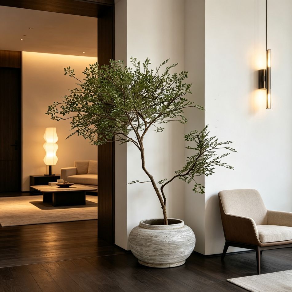133CM Lifelike Artificial Nandina Potted Tree for Home Decor,133CM Lifelike Artificial Nandina Potted Tree for Home Decor
