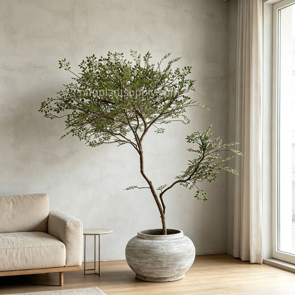133CM Lifelike Artificial Nandina Potted Tree for Home Decor,133CM Lifelike Artificial Nandina Potted Tree for Home Decor