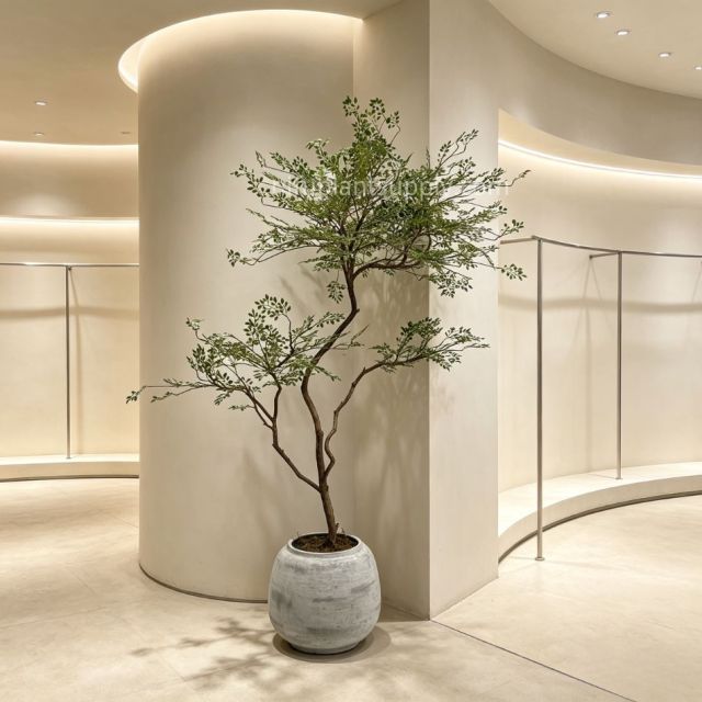 175CM Highly Realistic Artificial Nandina Potted Tree for Interior Design,175CM Highly Realistic Artificial Nandina Potted Tree for Interior Design