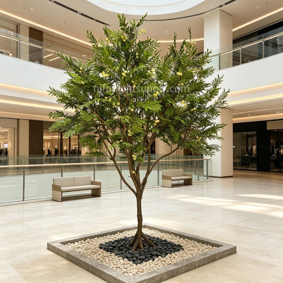 280CM High Quality Large Artificial Mimosa Tree for Interior Design,280CM High Quality Large Artificial Mimosa Tree for Interior Design