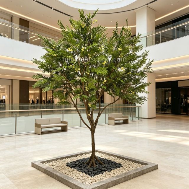 280CM High Quality Large Artificial Mimosa Tree for Interior Design,280CM High Quality Large Artificial Mimosa Tree for Interior Design