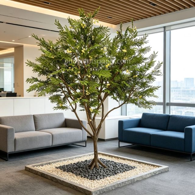 280CM High Quality Large Artificial Mimosa Tree for Interior Design,280CM High Quality Large Artificial Mimosa Tree for Interior Design